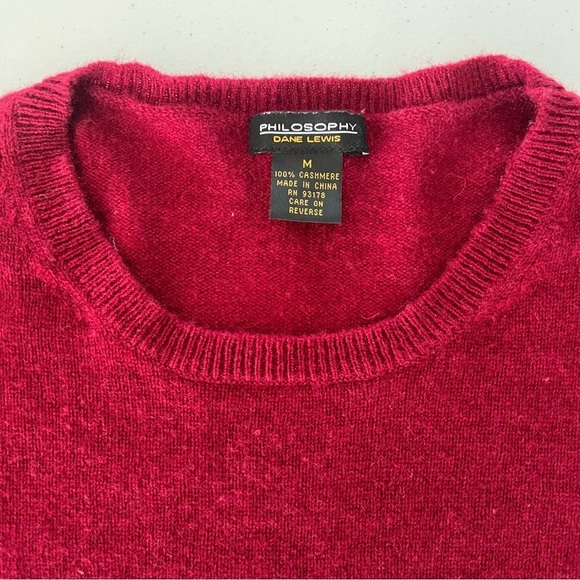 Philosophy Dane Lewis Deep Red 100% Cashmere Crew Neck Sweater Sz M - Picture 12 of 16